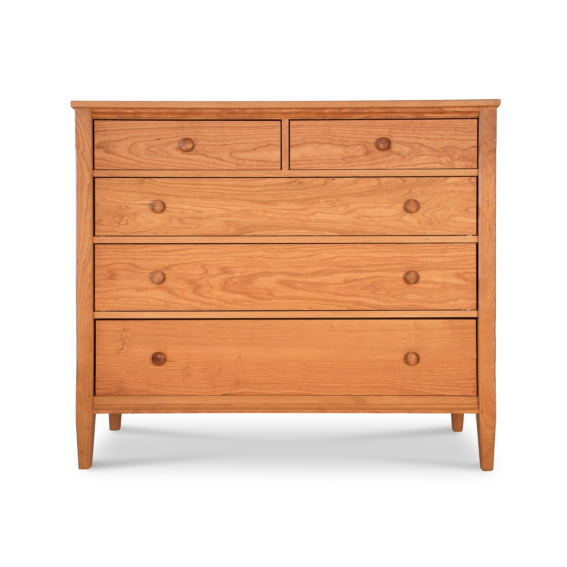 A Vermont Shaker Extra Wide Chest, made by Maple Corner Woodworks, standing on a white background.
