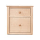 Shaker style light wood nightstand with two drawers, handcrafted by Maple Corner Woodworks in Vermont from premium American hardwood.