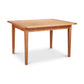 Vermont Shaker Harvest Table, solid cherry wood with traditional style and rectangular design by Maple Corner Woodworks.