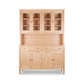 Vermont Shaker Large China Cabinet in maple wood with glass doors, drawers, and solid lower cabinets by Maple Corner Woodworks.