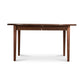Vermont Shaker Oval Extension Dining Table by Maple Corner Woodworks, solid hardwood, four-leg design, visible table seam for leaf extension.