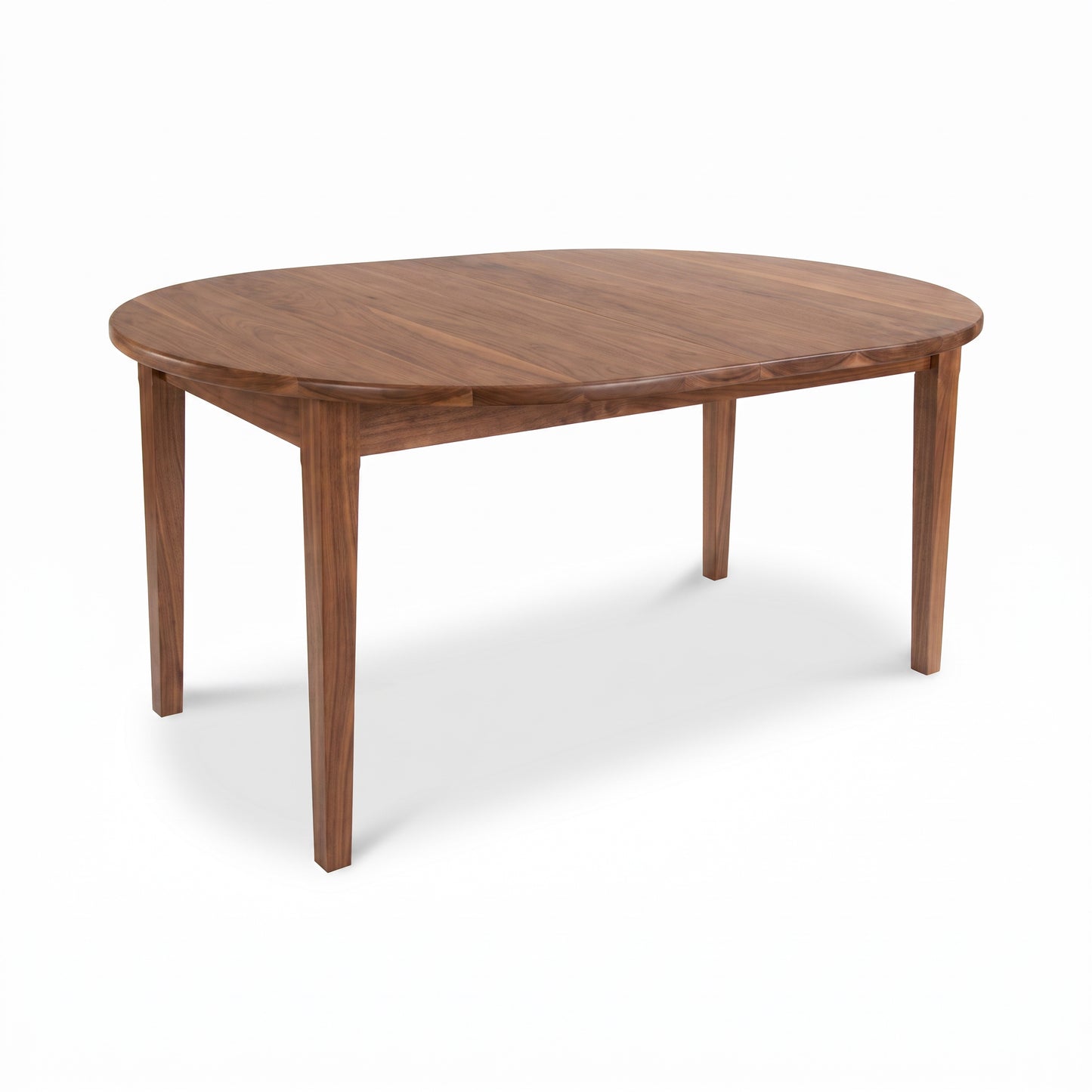 Vermont Shaker Oval Solid Top Dining Table by Maple Corner Woodworks with handcrafted oval wood top and four straight legs, American made.