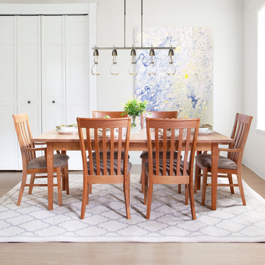 Country Shaker Side Chair by Vermont Woods Studios featured with dining table, showcasing handcrafted American-made wood furniture.