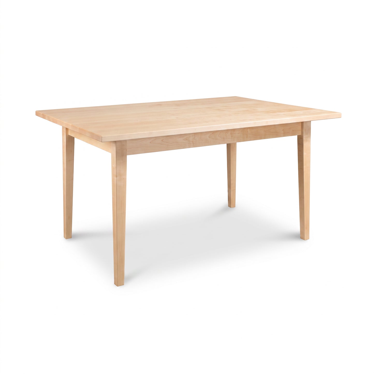 Vermont Shaker Rectangular Solid Top Dining Table by Maple Corner Woodworks with four straight legs, crafted in high quality solid wood.