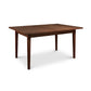 Alt text: Maple Corner Woodworks Vermont Shaker Rectangular Solid Wood Dining Table with Dark Brown Finish—Handcrafted from Sustainable Vermont Maple | Quality American Made Furniture

---

By incorporating primary keywords such as "solid wood dining table," "Vermont maple," and "American made furniture," into the alt text, it becomes more SEO-friendly while still accurately describing the image.