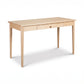 Vermont Shaker Writing Desk by Maple Corner Woodworks features a center drawer and four tapered legs, handcrafted in solid wood.