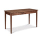 Vermont Shaker Writing Desk by Maple Corner Woodworks features solid wood, a central drawer, and classic four-leg design. Handcrafted in the USA.