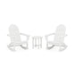 Two white POLYWOOD Vineyard 3-Piece Adirondack rocking chairs facing each other with a small round table between them, set against a plain white background.