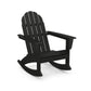 A black POLYWOOD® Vineyard Adirondack Rocking Chair with a classic slatted design and wide armrests, shown on a plain white background.