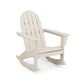 A beige POLYWOOD Vineyard Adirondack Rocking Chair made of POLYWOOD®, featuring a slatted back and seat with wide armrests, shown in a profile view on a white background.