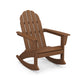 A brown POLYWOOD Vineyard Adirondack Rocking Chair designed in a traditional style with a curved back and wide armrests, isolated on a white background.