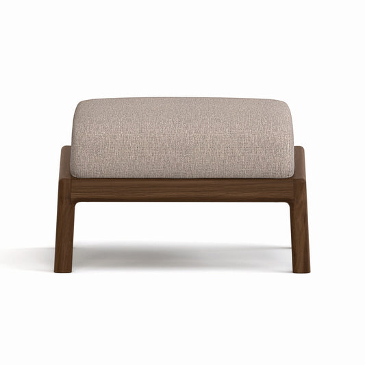 Whitney Ottoman by Copeland Furniture, handcrafted in Vermont from solid American hardwood with a light beige cushion, premium quality craftsmanship.
