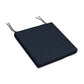 A square dark blue XPWS0007 seat cushion with two black tie strings, made from weather-resistant upholstery fabric, displayed on a white background. Brand: POLYWOOD