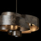 Zen Pendant light fixture with overlapping handcrafted metal bands in a dark matte finish, artisan-made by Hubbardton Forge.