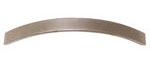 A curved metal piece on a white background.