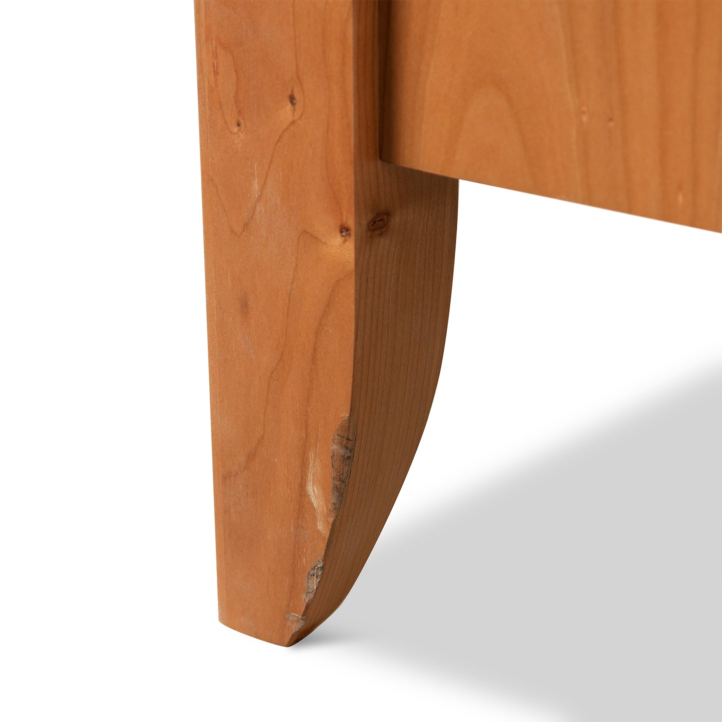 A close up of a Lyndon Furniture Bow Front 3-Drawer Nightstand - Clearance available for purchase.