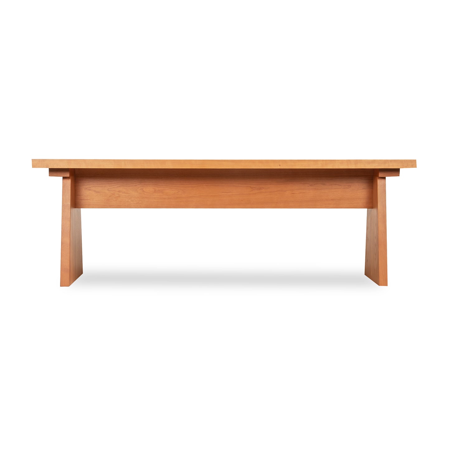 Custom Modern Designer Bench by Lyndon Furniture with Vermont-inspired sturdy legs and sleek, handcrafted details; American-made quality furniture.