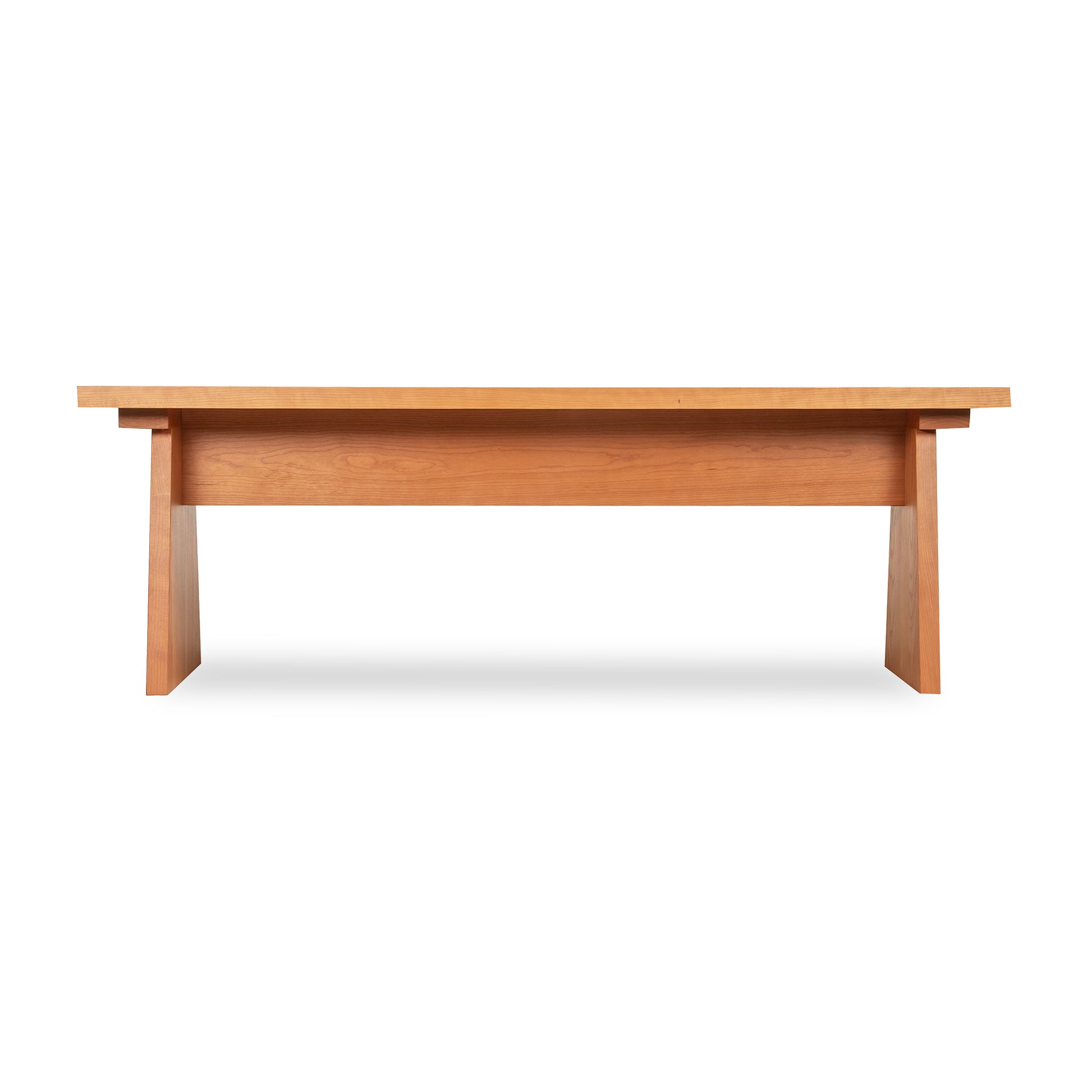 Custom Modern Designer Bench by Lyndon Furniture with Vermont-inspired sturdy legs and sleek, handcrafted details; American-made quality furniture.