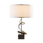 Gallery Spiral Table Lamp with twisted bronze base and white drum shade by Hubbardton Forge, American made artisan lighting.