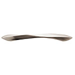 A stainless steel handle on a white background.