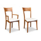 Two Ingrid Shaker Dining Chairs with white upholstered seats by Copeland Furniture.