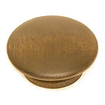 A round brass knob on a white background.