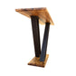 Mike Messer Spalted Maple Artisan Console Table with thick maple top and striking angled black metal base, handcrafted in Vermont.