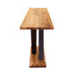 Mike Messer Spalted Maple Artisan Console Table with metal base, highlighting its elegant narrow end craftsmanship and unique wood grain.