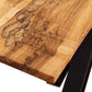 Mike Messer’s Spalted Maple Artisan Console Table features striking dark grain patterns and sleek metal base, showcasing fine American craftsmanship.
