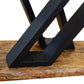 Mike Messer Spalted Maple Artisan Console Table with metal base, showcasing expert American craftsmanship and modern industrial design.