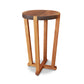 Cherry & Walnut Artisan End Table by Mike Messer with a walnut top, cherry legs, and cross base. American made, handcrafted fine furniture.