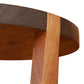 Mike Messer Cherry & Walnut Artisan End Table with round top and signature angled leg, highlighting handcrafted American woodwork.