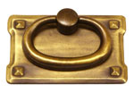 A brass ring pull on a white background.