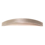 A stainless steel handle on a white background.