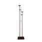 Hubbardton Forge Rook Twin Floor Lamp with two opal glass shades on offset dark metal rods and a square base, showcasing modern American craftsmanship.