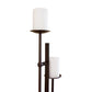 Rook Twin Floor Lamp by Hubbardton Forge with opal glass shades and dark metal stands, highlighting elegant modern craftsmanship.