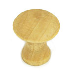 A wooden knob on a white background.