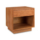 Solid Wood Sutton 1-Drawer Enclosed Shelf Nightstand by Lyndon Furniture - American-Made Craftsmanship. This elegant rectangular nightstand features a single drawer at the top and an enclosed shelf below, all in a light natural wood finish. Perfect for those seeking high-quality American-made, handcrafted furniture with a modern, clean-lined design. Ideal for fans of solid cherry wood furniture and walnut wood furniture.