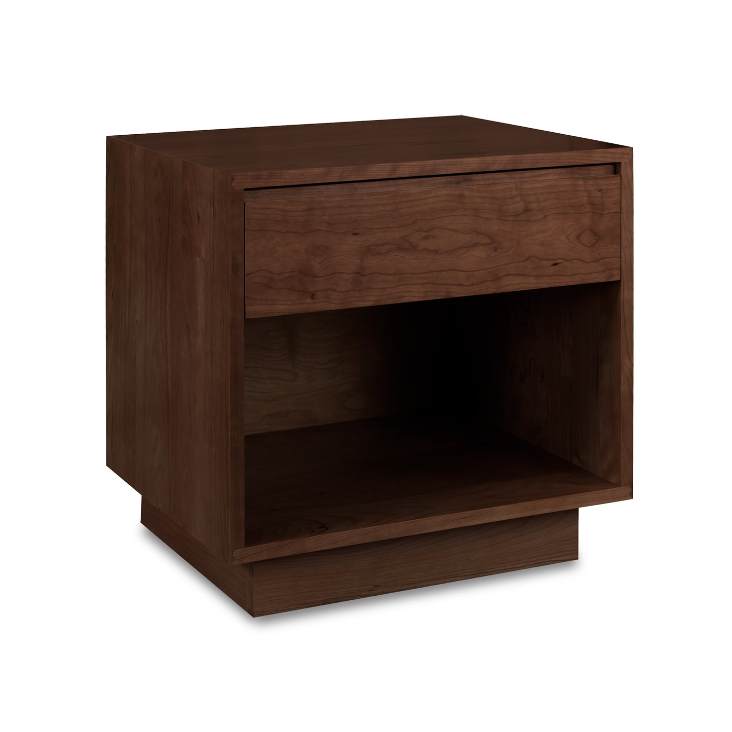 A Sutton 1-Drawer Enclosed Shelf Nightstand made of solid wood, featuring a convenient drawer on top, crafted by Lyndon Furniture.