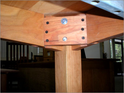 A picture of a wooden table with screws on it.