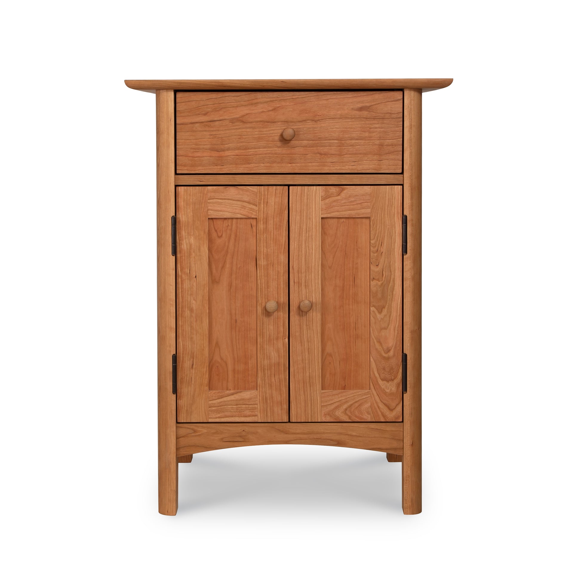 A wooden nightstand with two drawers and a door.