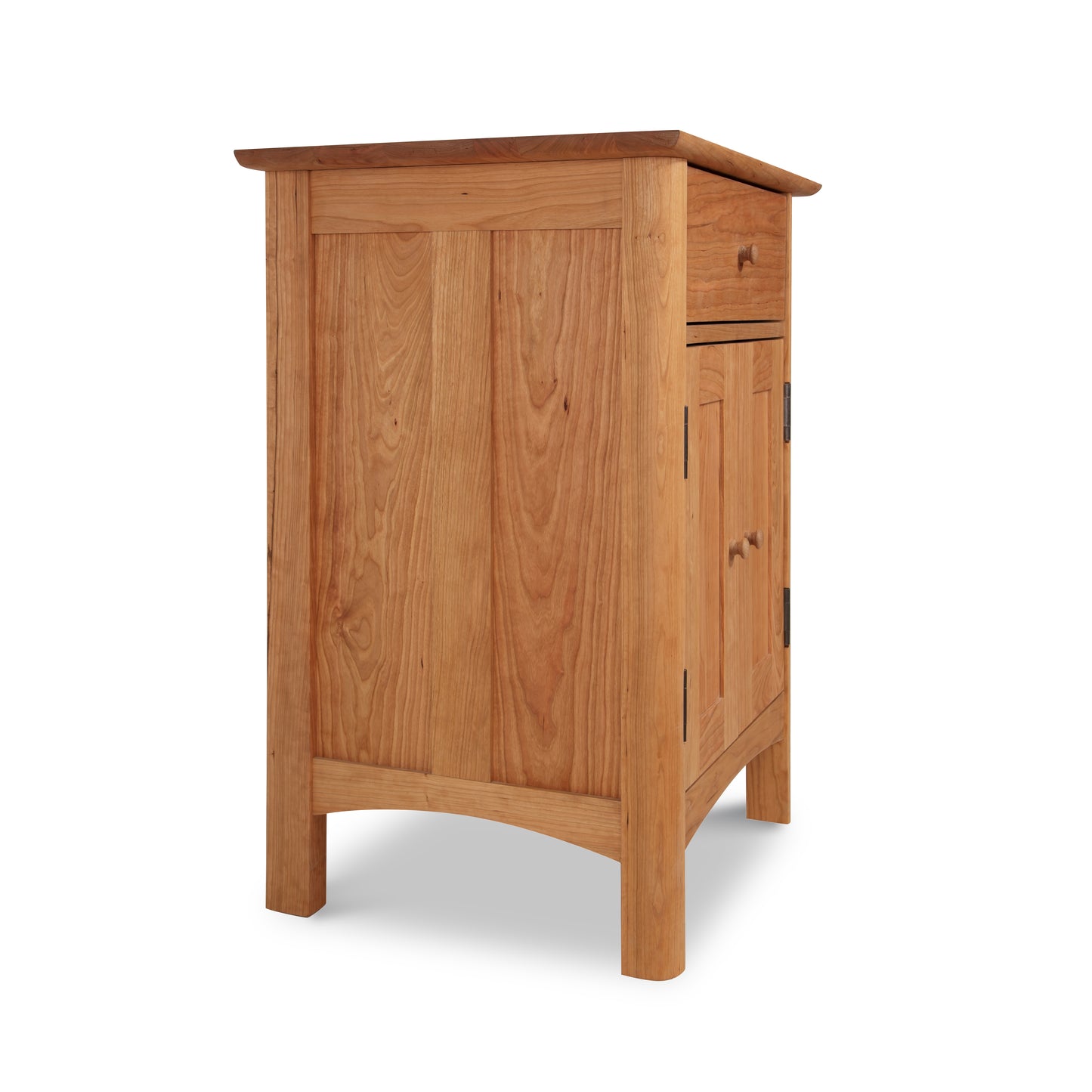 A wooden nightstand with two drawers and a door.
