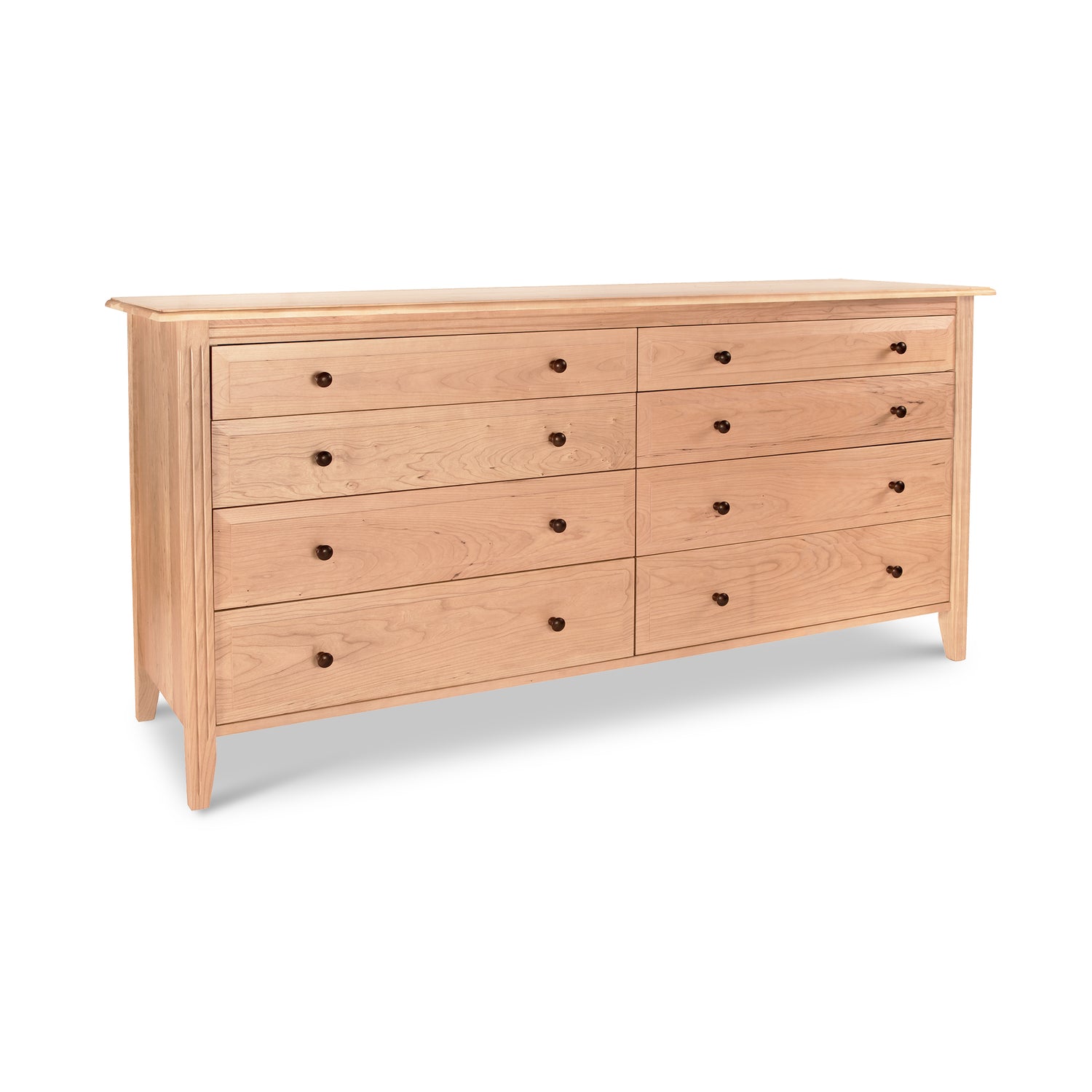 A wooden dresser with many drawers.