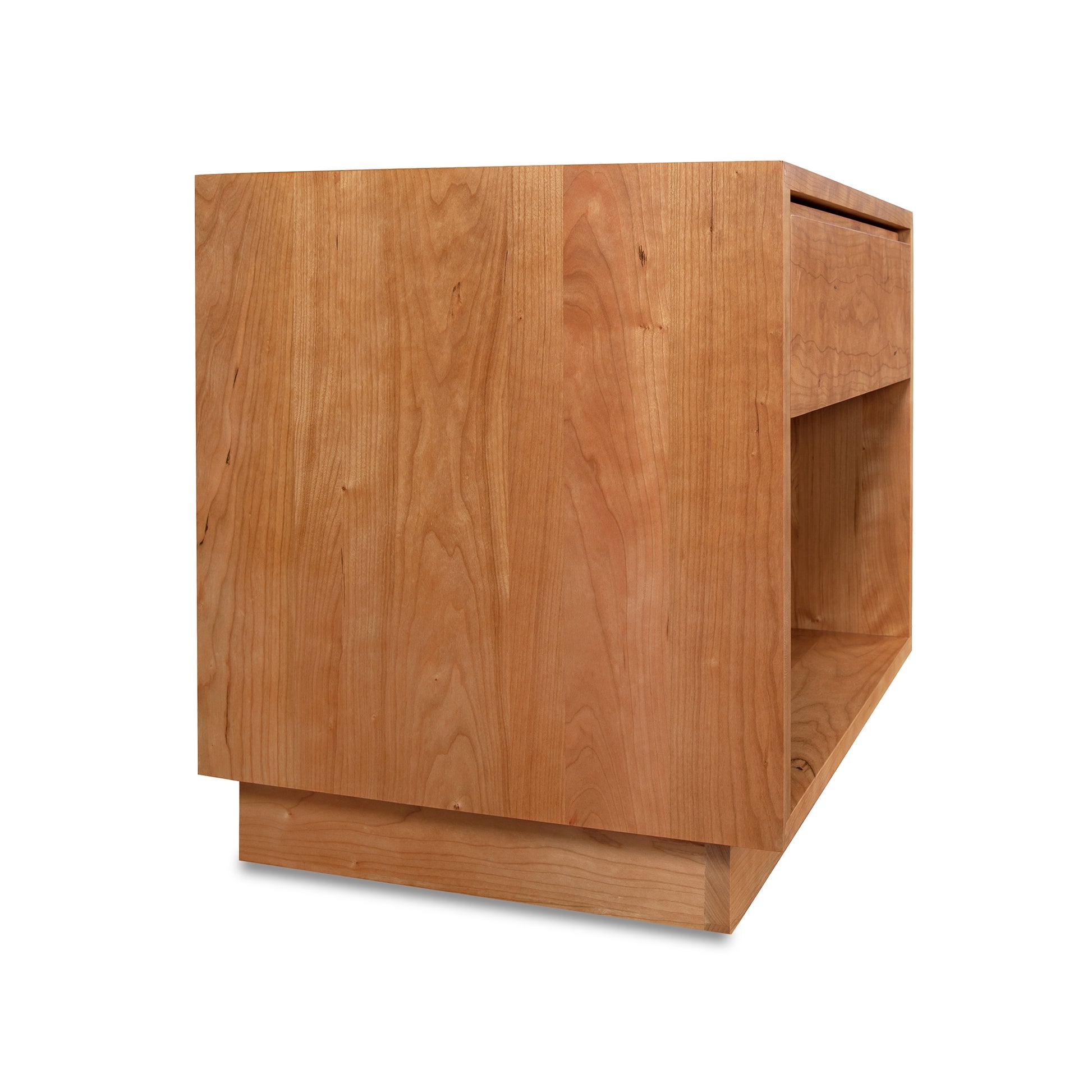 An image of a wooden nightstand with a drawer.